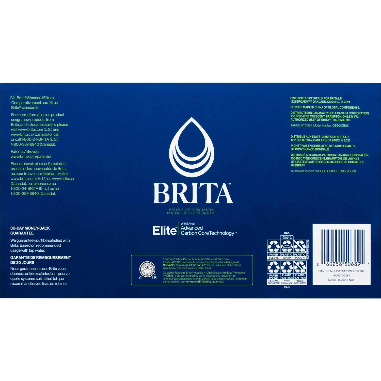Brita Large 10 Cup Tahoe Water Filter Pitcher with 1 Brita Elite Filter - Image 3