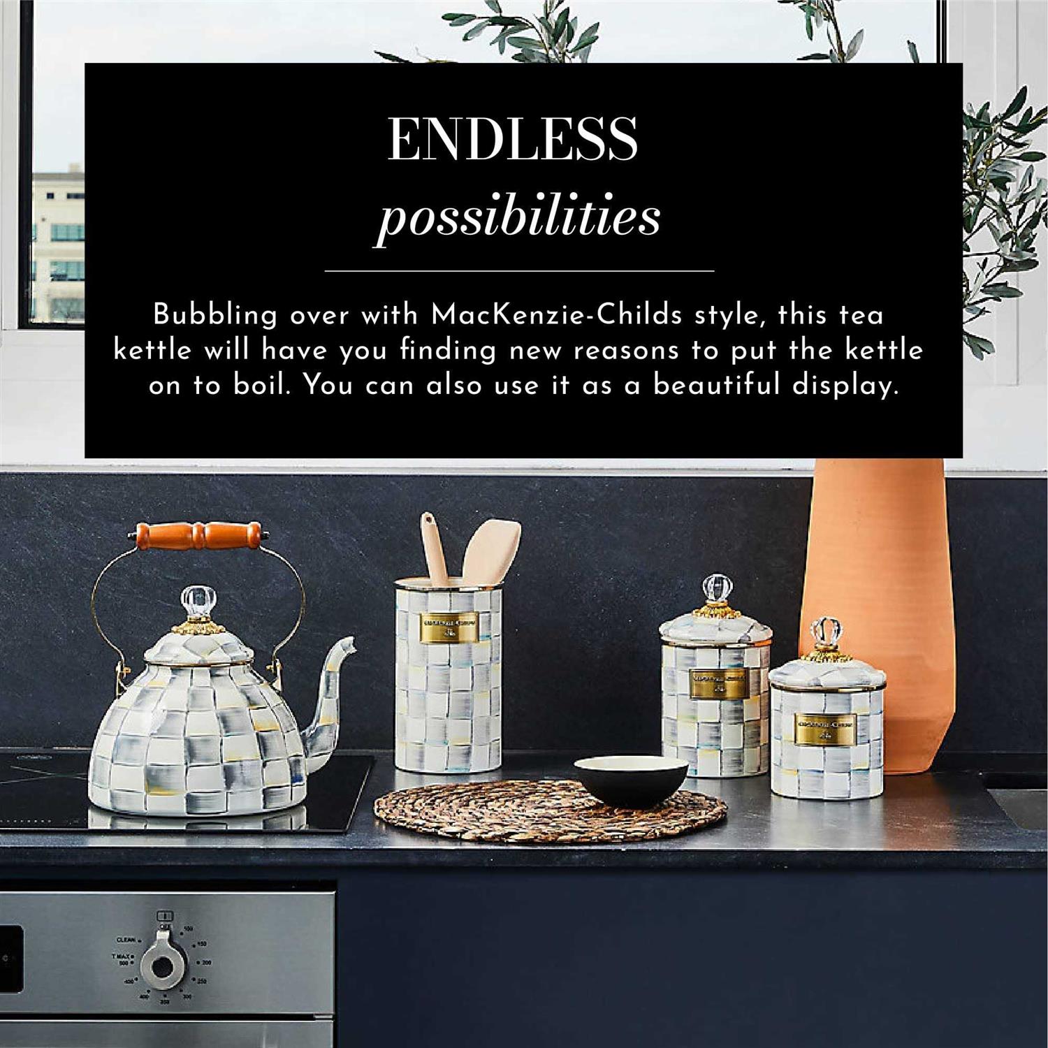 MacKenzie-Childs Sterling Check Enamel Tea Kettle - Image 5