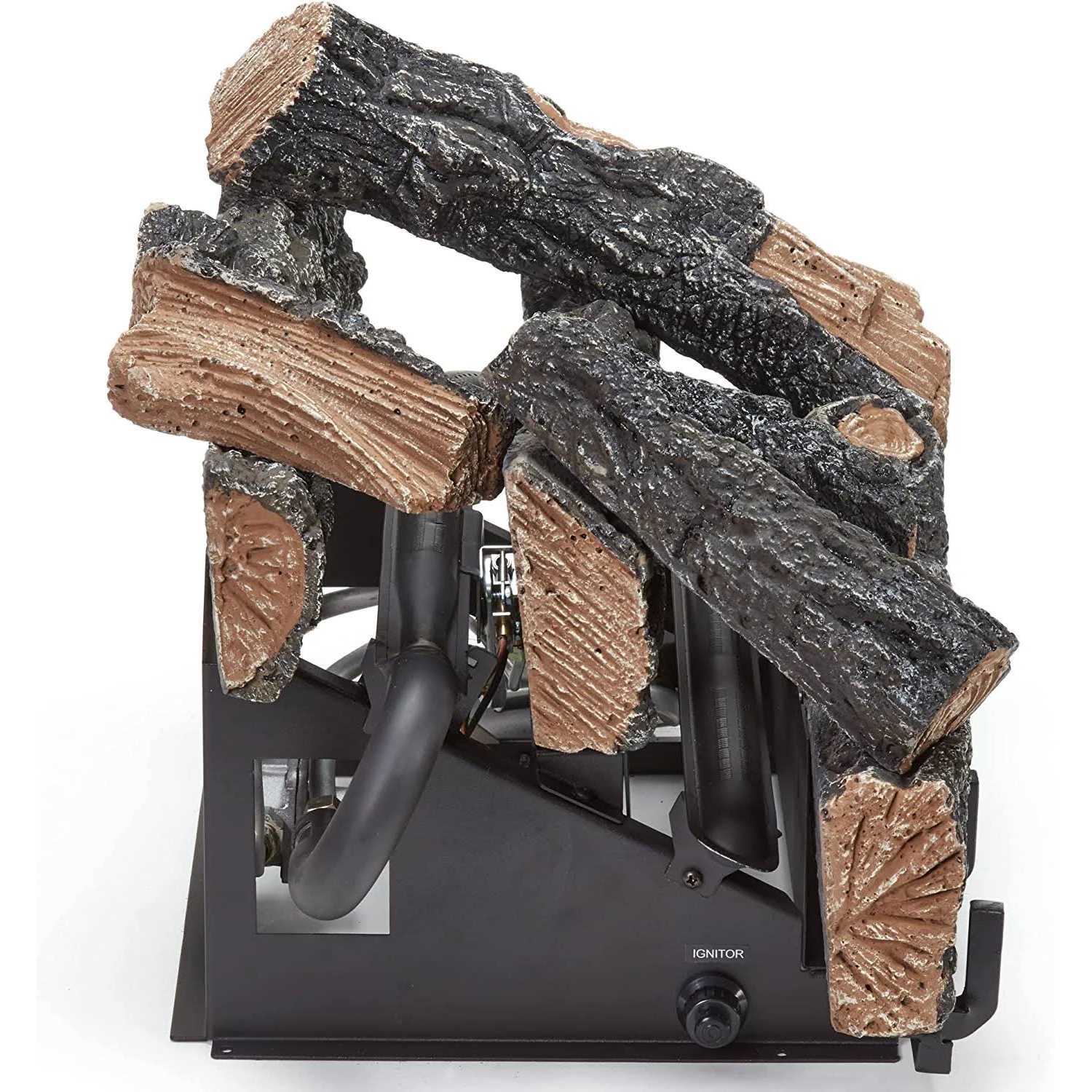 HearthSense 18 in. 30,000 BTU Manual Control Country Oak Vent Free Dual Fuel Gas Log Set - Image 3