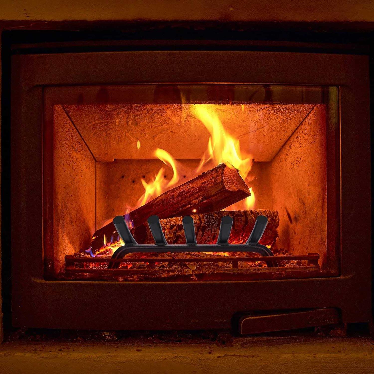 Fireplace Grate 14 Inch Solid Round Steel 3/4 Bar -Heavy Duty Wrought Cast Iron Indoor Outdoor Firewood Stove Log Holder Rack Wood Burning - Image 3