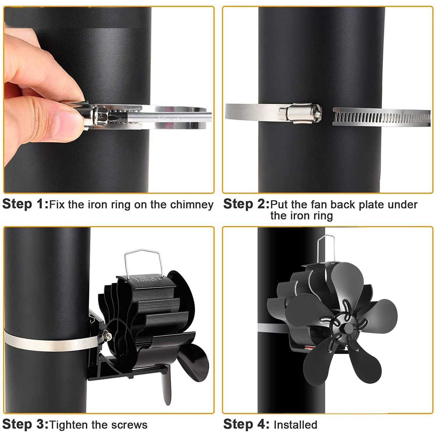 Fireplace Fans 5 Blades Heat Powered Stove Fan Wood Stove Fans for Stoves & Fireplaces Silent Heat Powered Fireplace Fan,No Electricity Required - Image 4