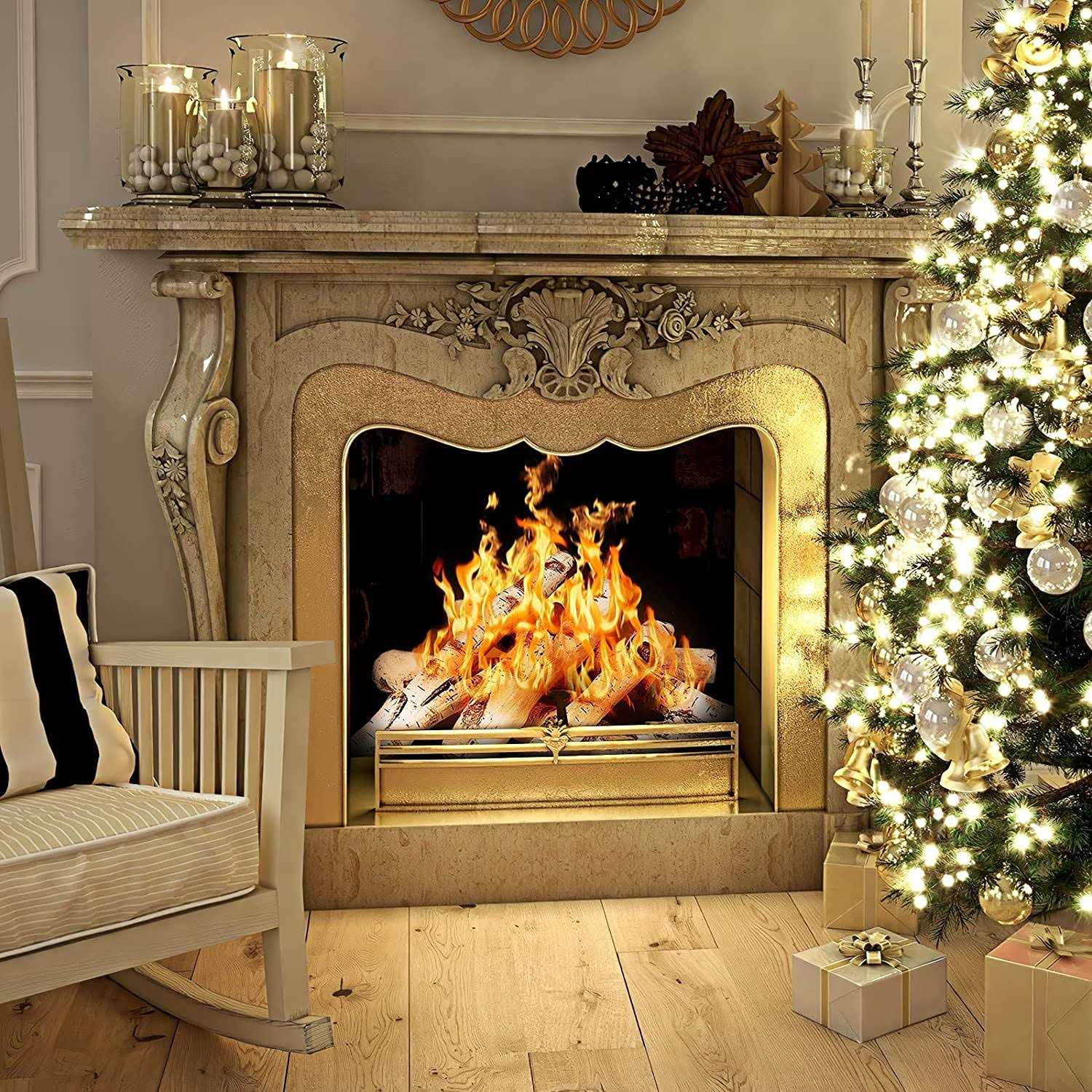 Gas Fireplace 6pcs Large Size Ceramic White Birch Wood Inserts Logs for Vented - Image 5