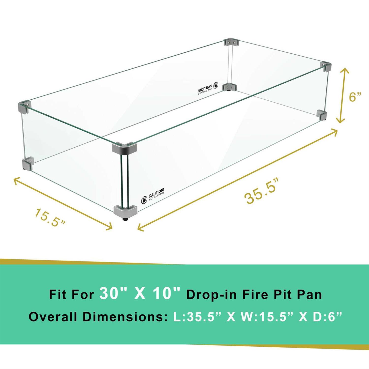 Holy Fire 6 Fire Pit Glass Wind Guard Clear Tempered Glass Flame Protective Pane Wind Resistant - Image 3