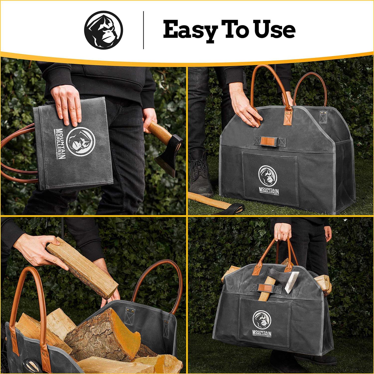 MOUNTAIN GRILLERS Heavy Duty Canvas Firewood Carrier - Image 5