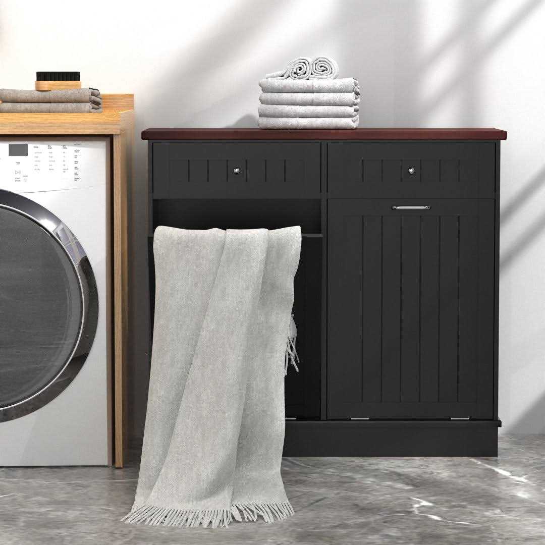 Double Tilt Out Trash Cabinet 10 Gallon Wooden Free Standing Tolead - Image 4