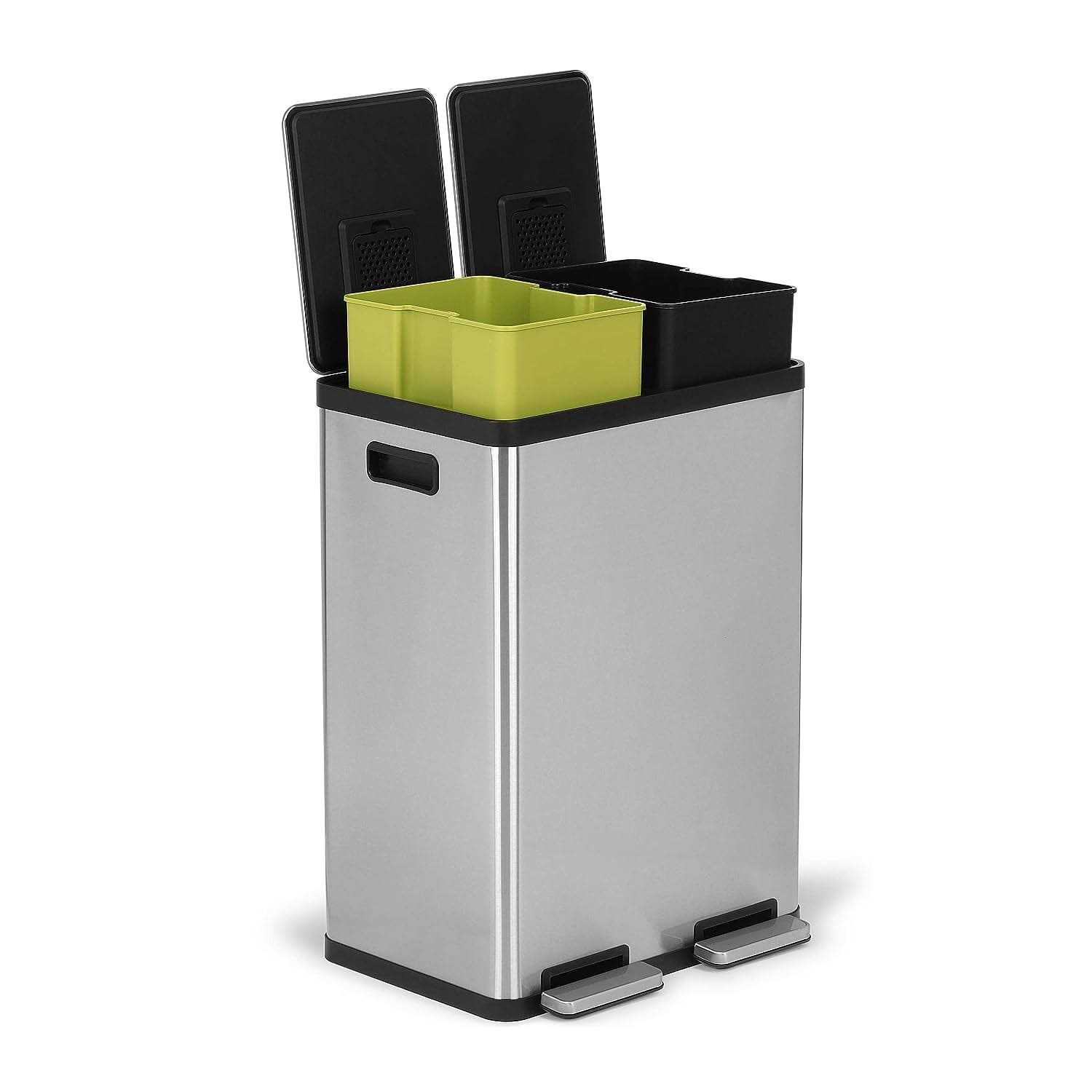 Simpli-magic Dual Compartment Trash Can with Separate Foot Pedals Rectangular Stainless - Image 4