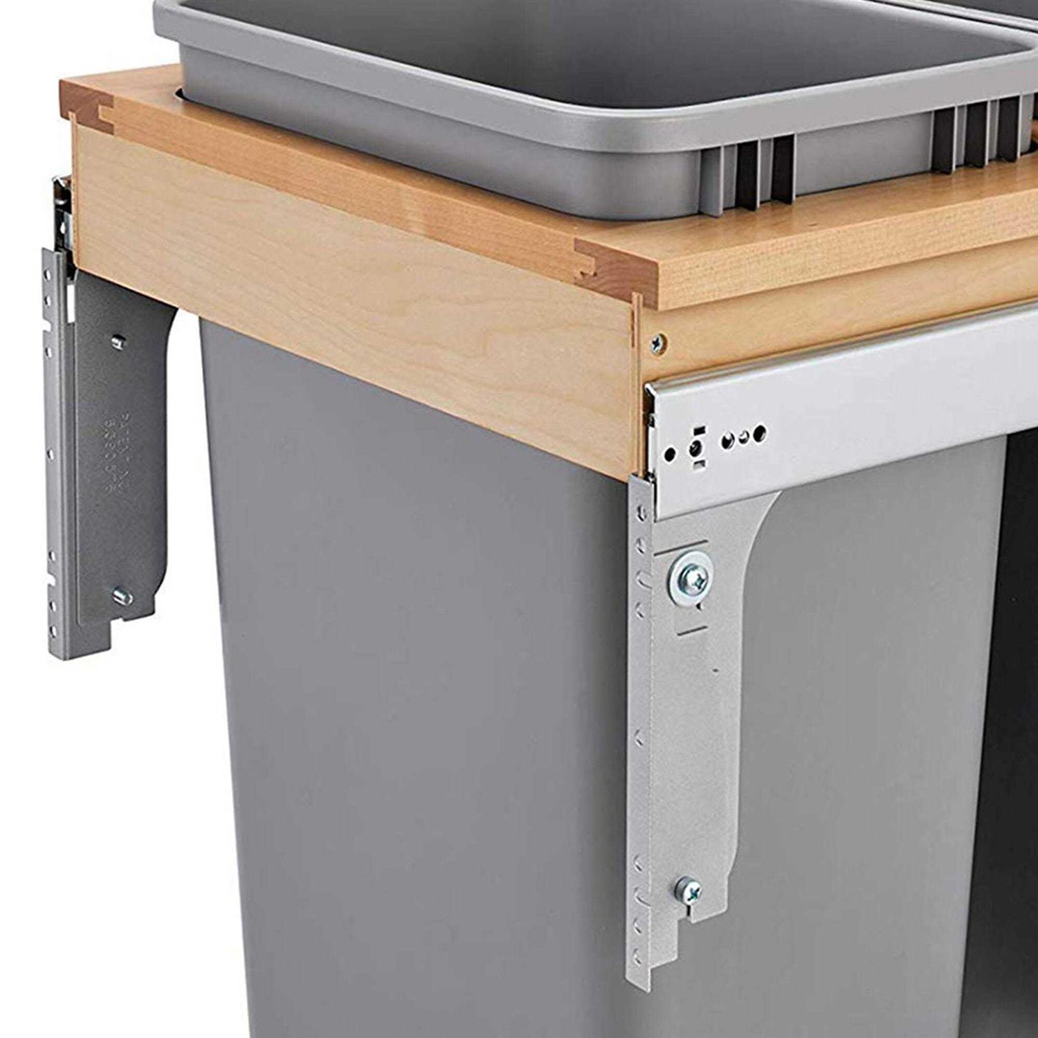 Rev-A-Shelf Double 35 Qt. Soft-Close Wood Top Mount Waste Bin 4WCTM-18BBSCDM2 - Image 4
