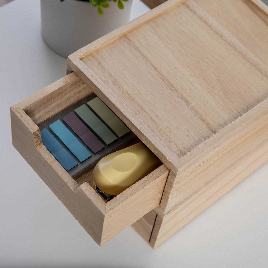 Martha Stewart Weston Stackable Wooden Storage Boxes With Pullout Drawers - Image 4