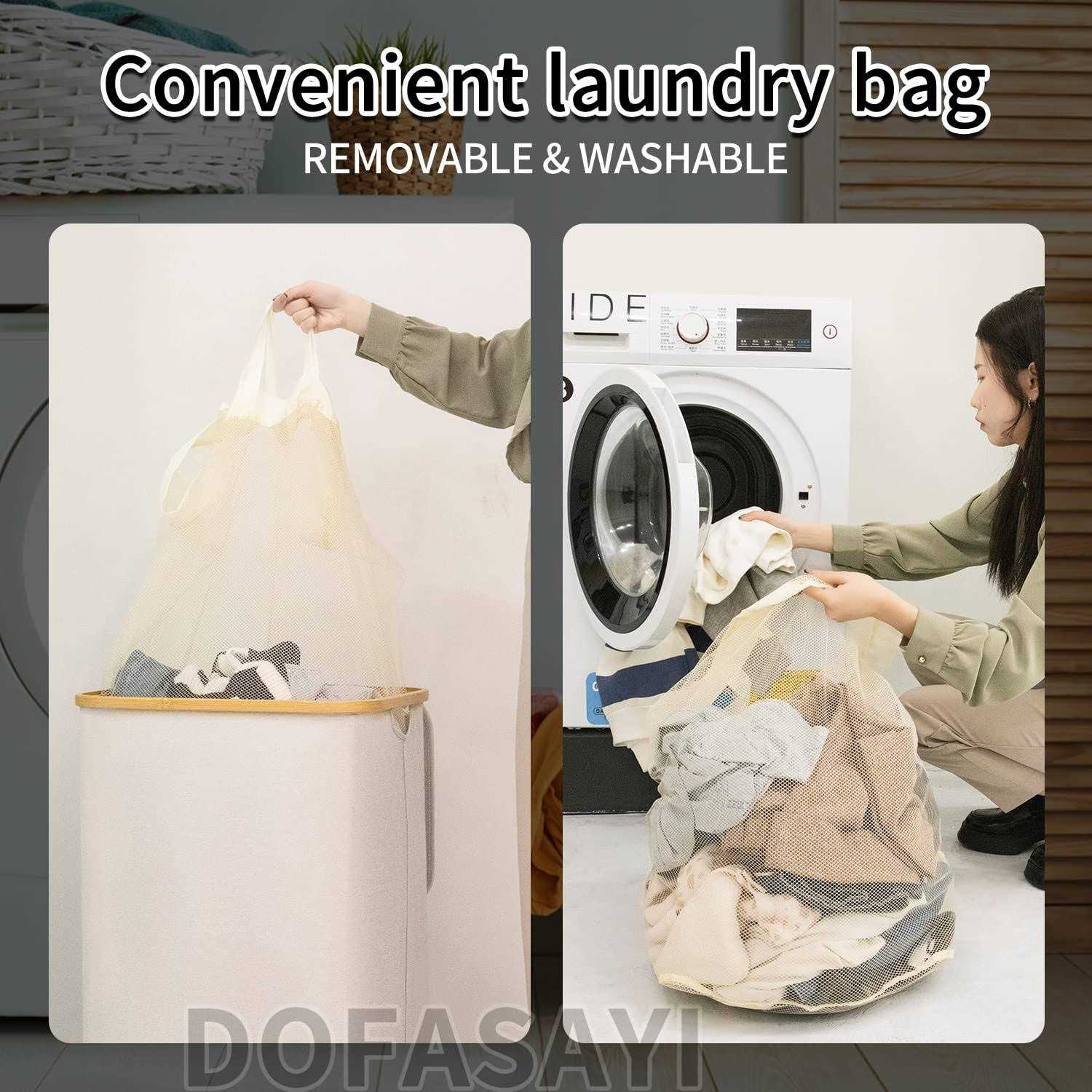 Dofasayi Laundry Basket with lid XL Large Laundry Hamper with Bamboo Handles - Image 5