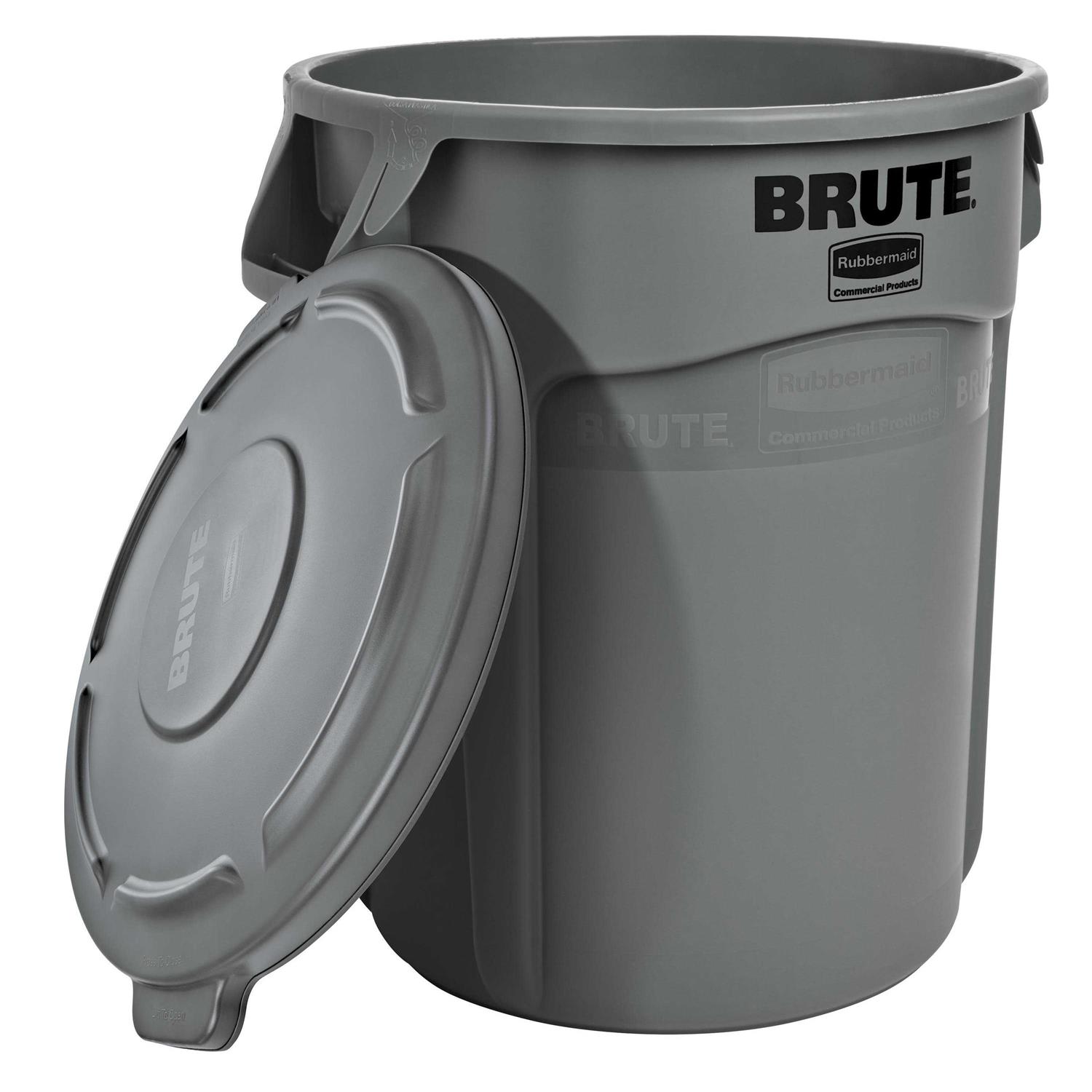 Rubbermaid Brute 20 Gal. Round Vented Trash Can with Lid FG264360GRAY - Image 4