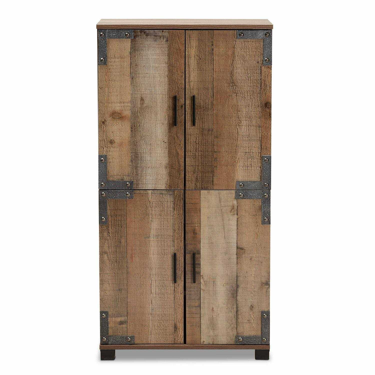 Baxton Studio Cyrille Modern Farmhouse Rustic Finished Wood Shoe Cabinet - Image 4