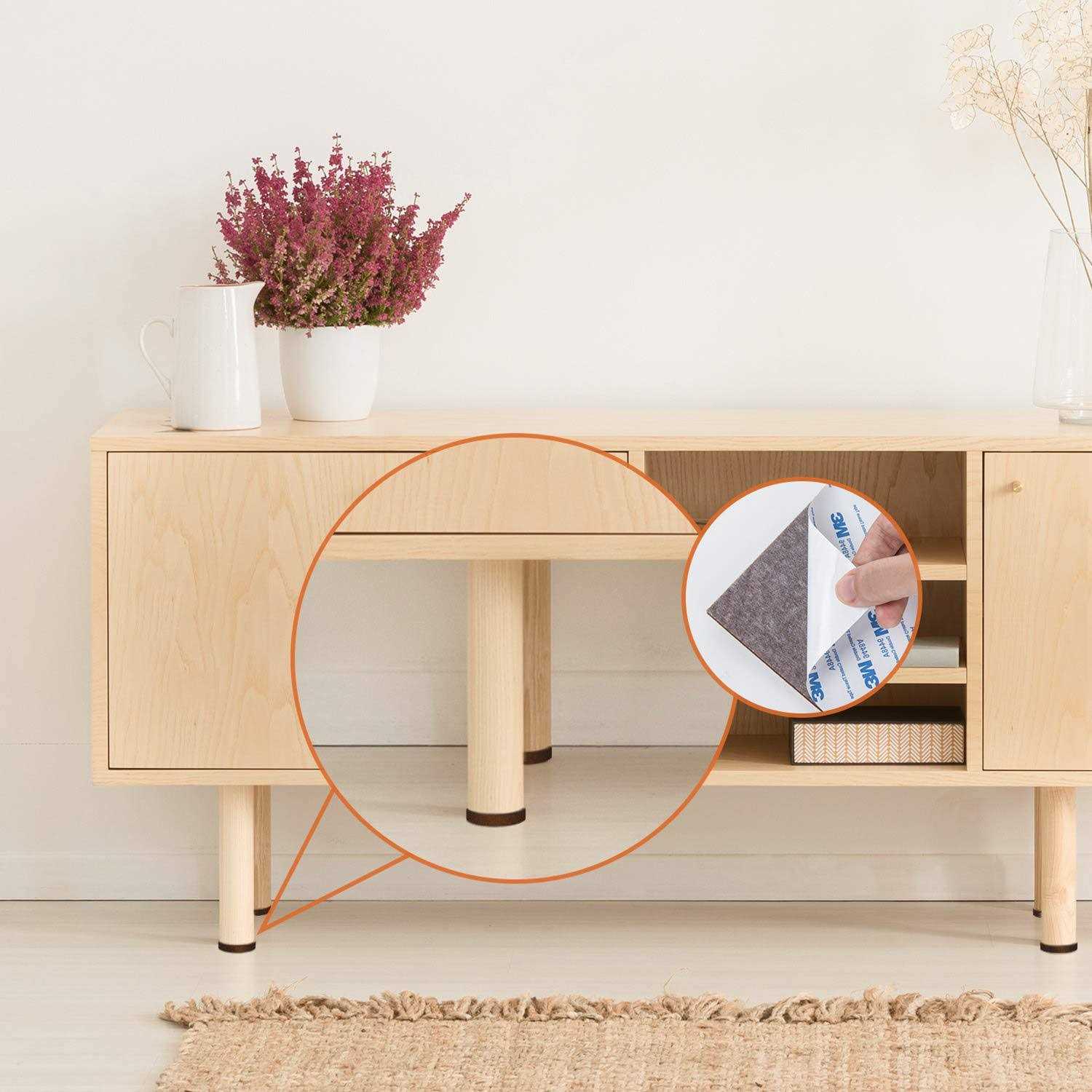 BAIPOK Furniture Pads 9 Pieces 8 x 6 x 1/5 Furniture Felt Pads Self Adhesive - Image 4