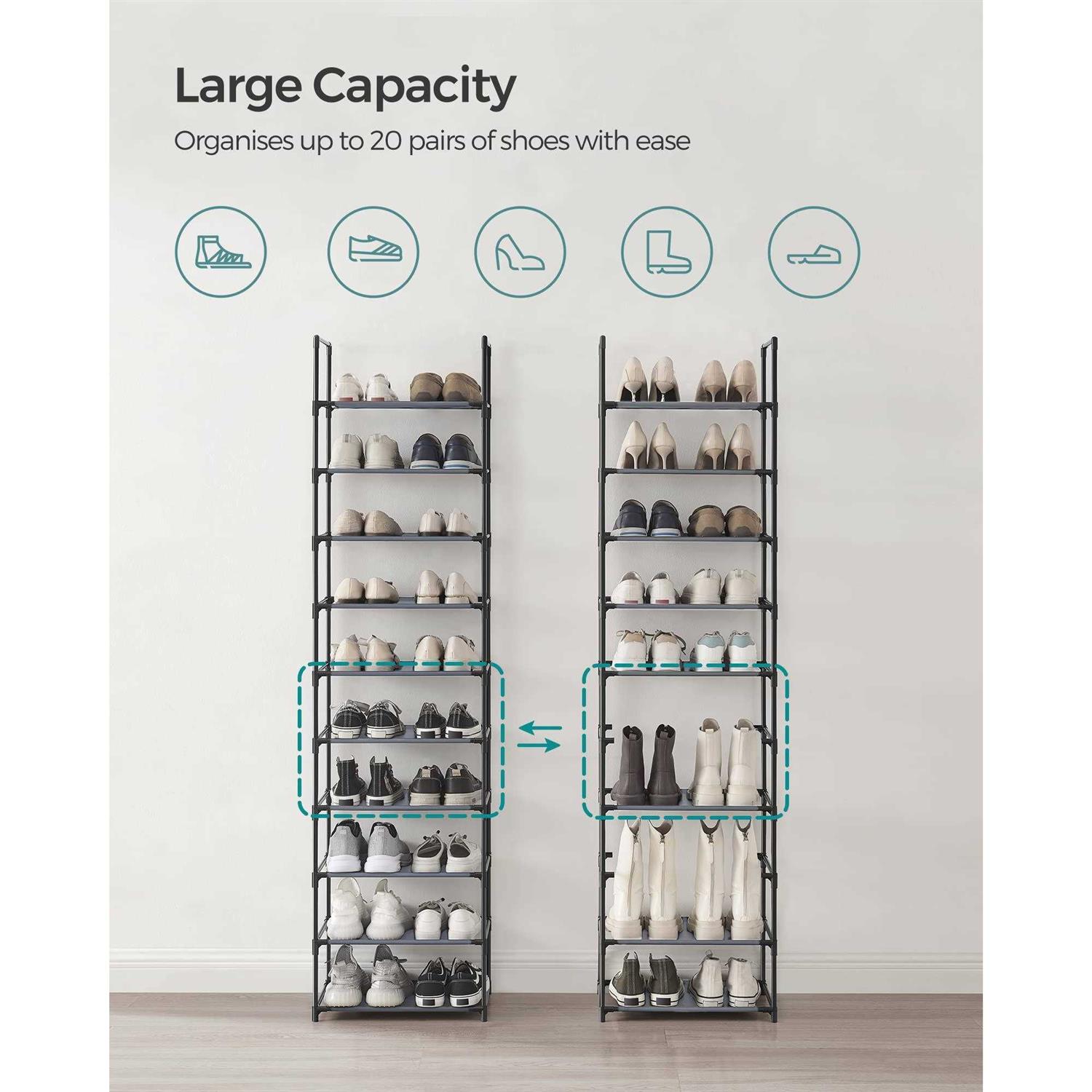 Songmics Shoe Rack 10 Tier Shoe Shelf - Image 5