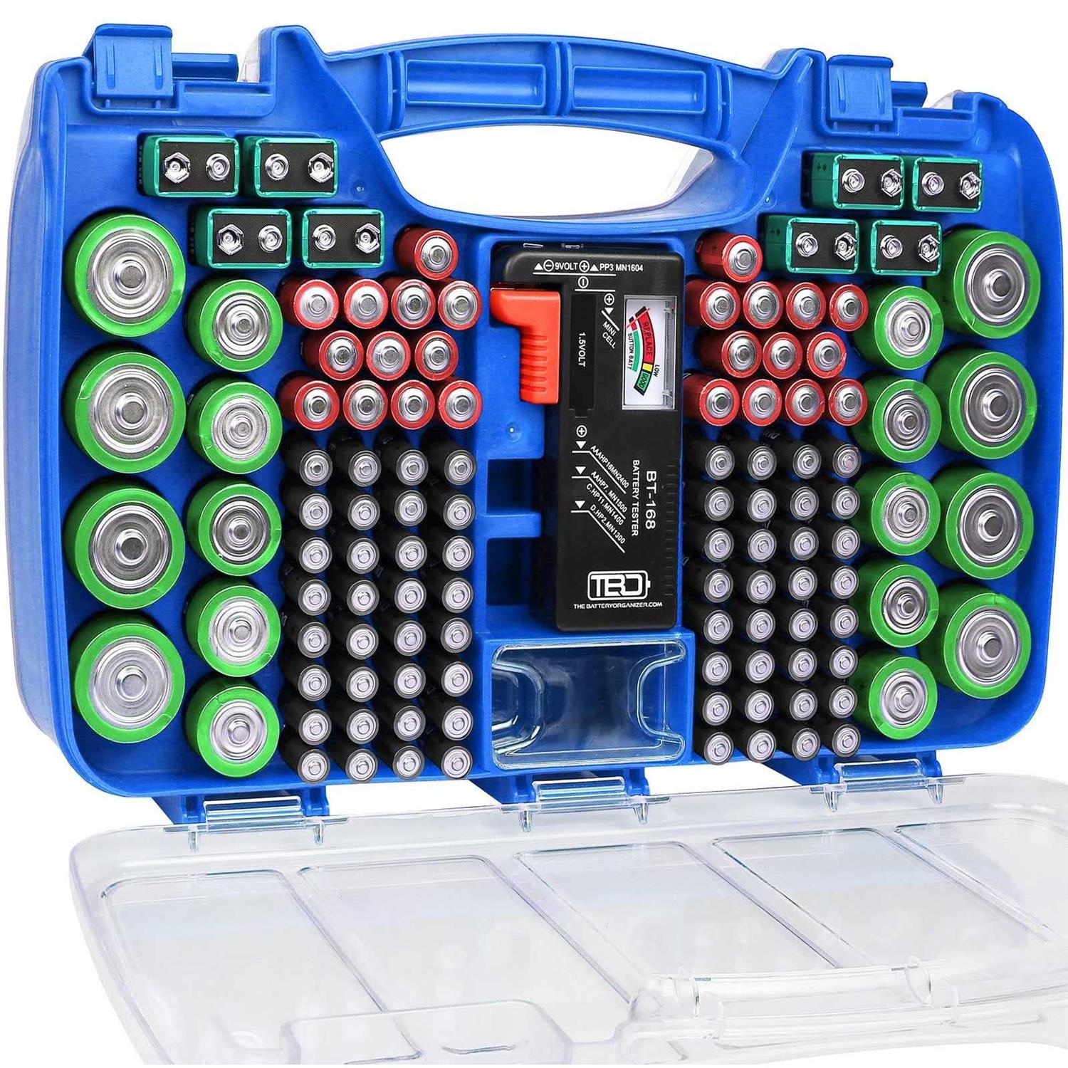 The Battery Organizer Storage Case with Hinged Clear Cover Battery Tester - Image 3