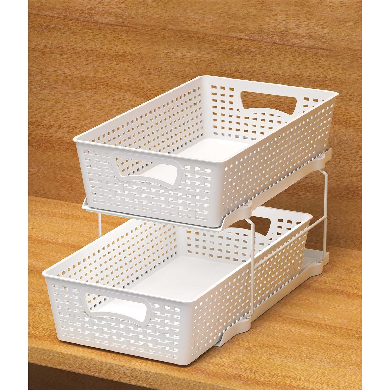 Simple Houseware 2 Tier Bathroom Organizer Tray Pull-Out Sliding Drawer/Under-Sink Storage - Image 4