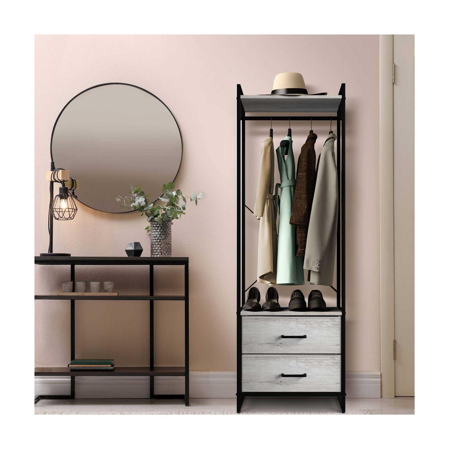 Sorbus Clothing Rack with Drawers Clothes Stand Dresser Wood Top - Image 3