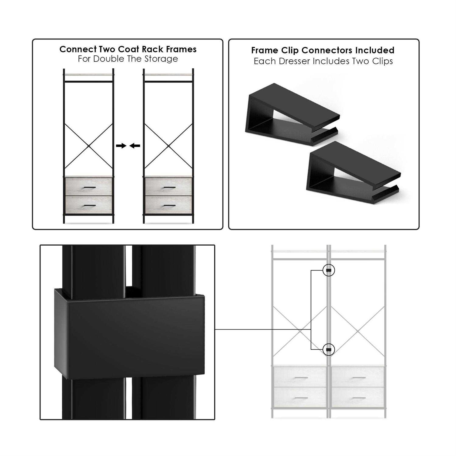 Sorbus Clothing Rack with Drawers Clothes Stand Dresser Wood Top - Image 5
