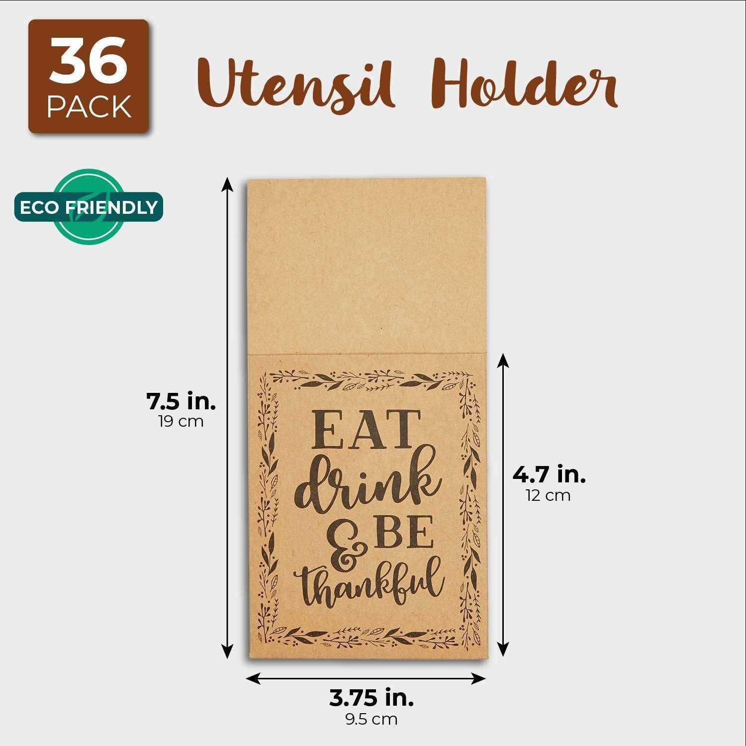 Sparkle and Bash 36 Pack Thanksgiving Dinner Utensil Holder Paper Cutlery Pockets for Party Supplies - Image 3