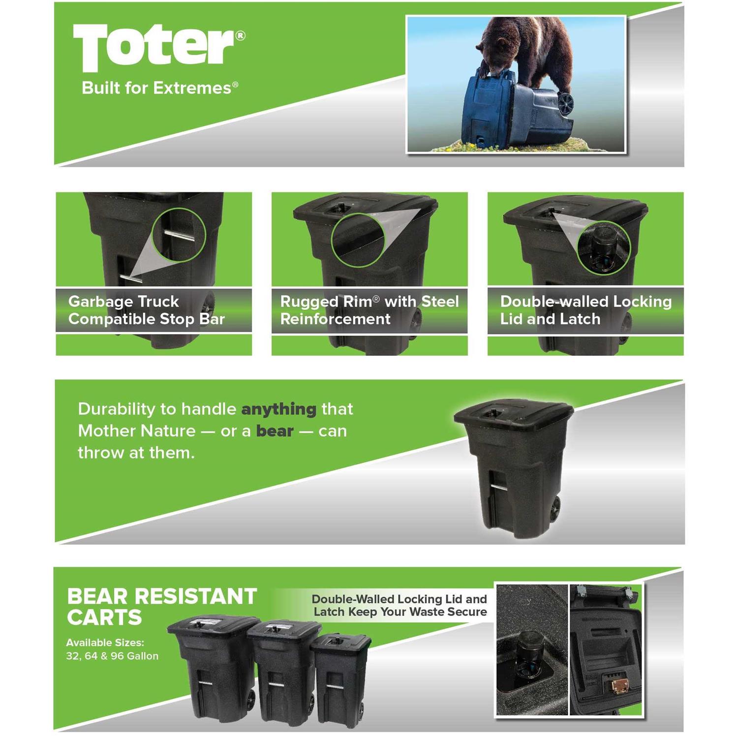Toter Black Bear-Tight Wheeled Trash Can - Image 3