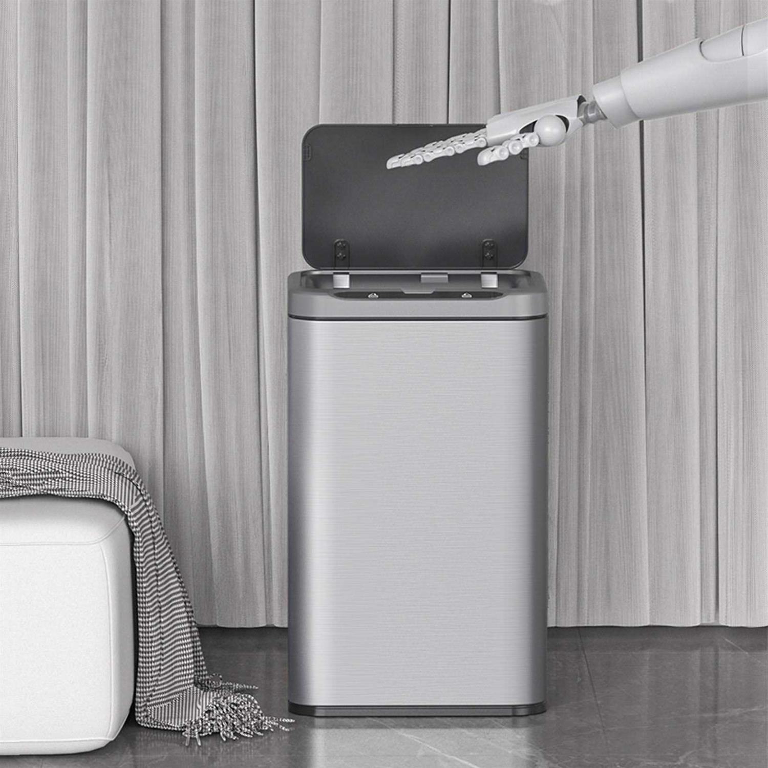 Elpheco Stainless Steel Office Trash Can 6.6 Gallon Motion Sensor Garbage Bin Rectangular Automatic Touch Free Waste Bin for Hotel and Living Room - Image 4