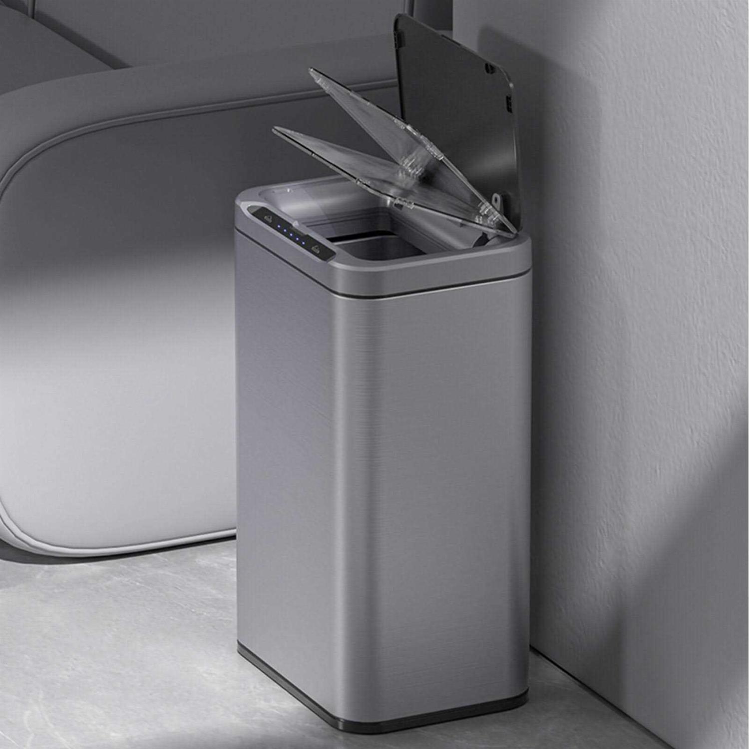 Elpheco Stainless Steel Office Trash Can 6.6 Gallon Motion Sensor Garbage Bin Rectangular Automatic Touch Free Waste Bin for Hotel and Living Room - Image 4