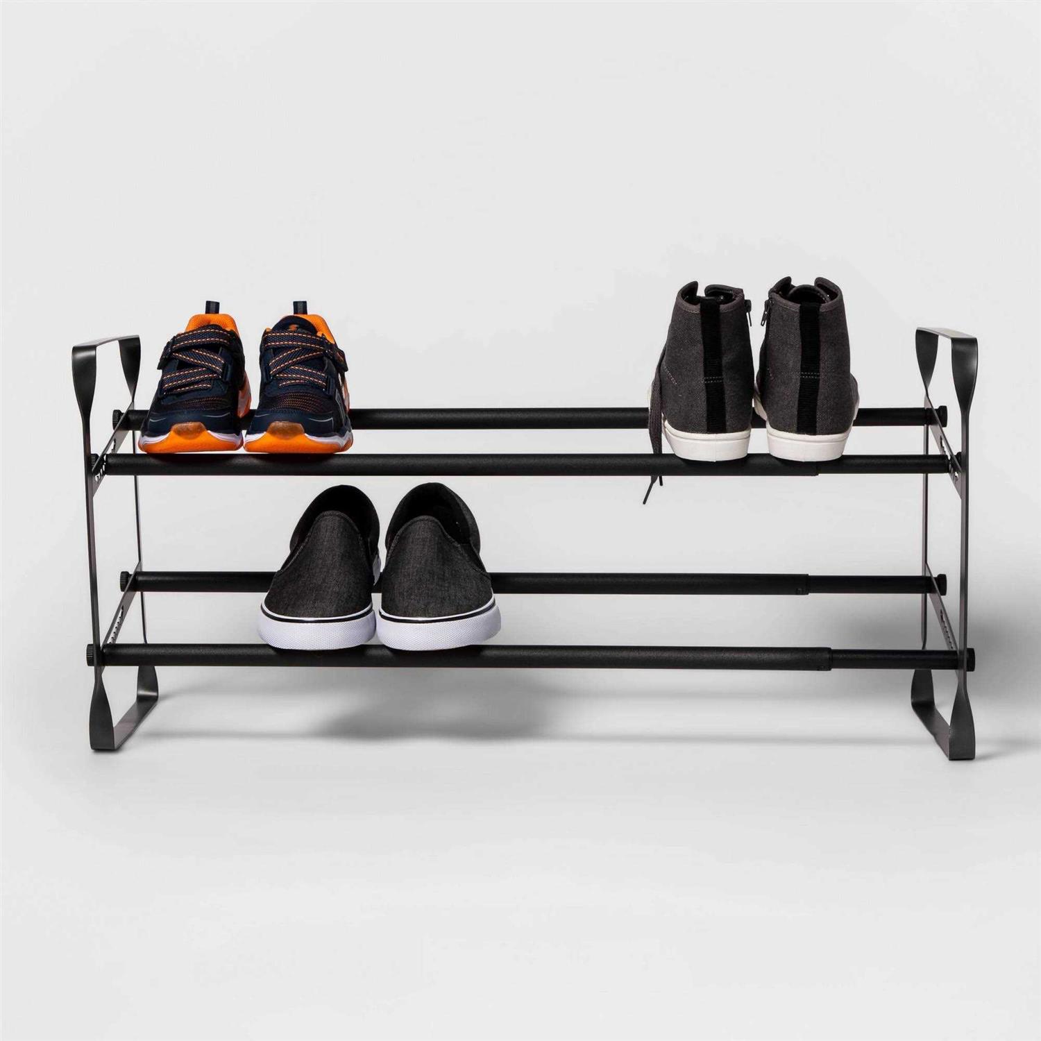 Room Essentials 2 Tier Expandable Shoe Rack Gunmetal - Image 4