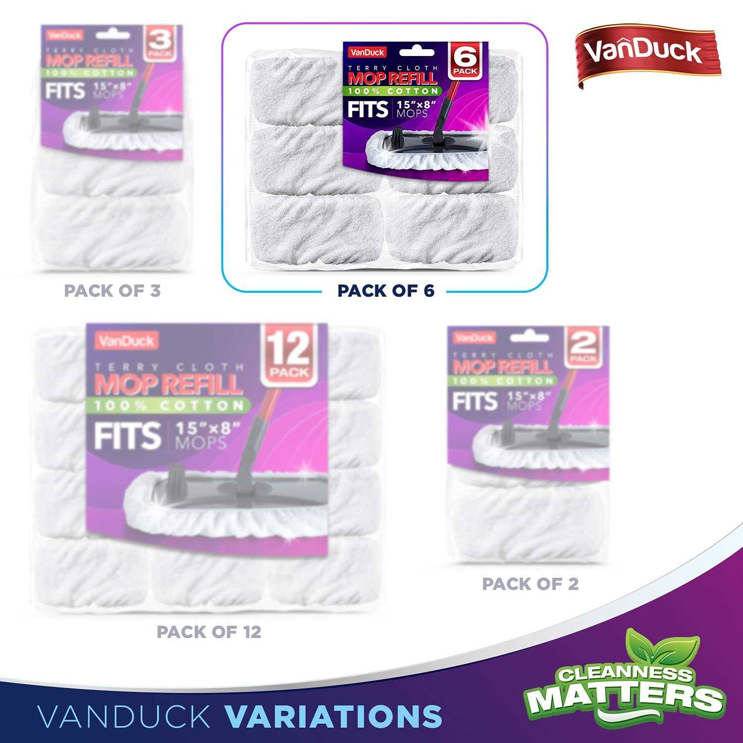 VanDuck 100% Cotton Terry Cloth Mop Pads 15x8 Inch - Image 4