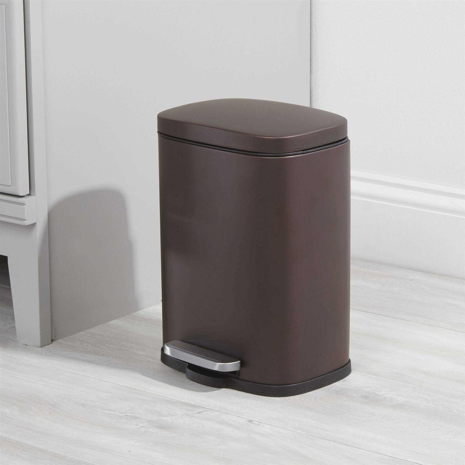 mDesign Stainless Steel Rectangular 1.3 Gallon Foot Step Trash Can - Image 3