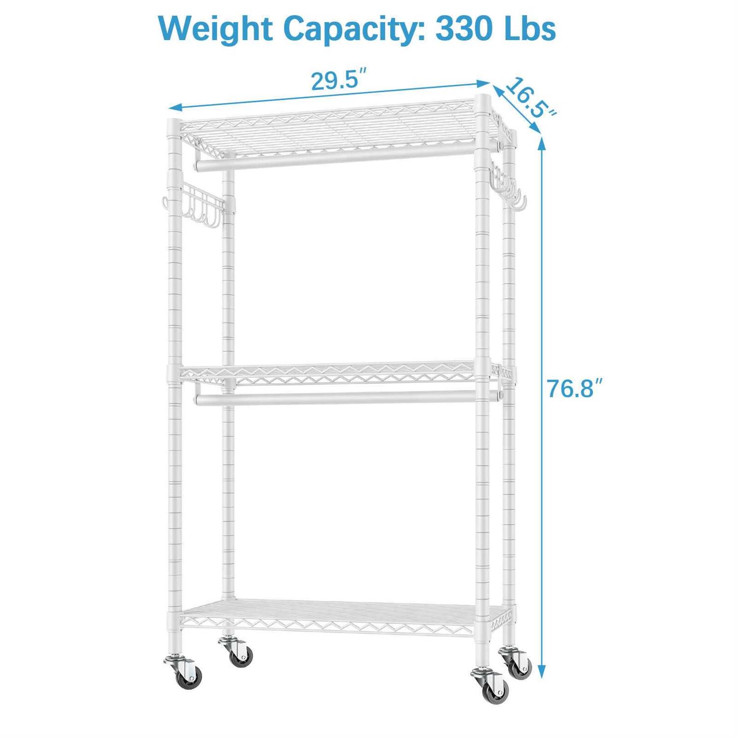 VIPEK V12 Heavy Duty Rolling Garment Rack 3 Tiers Clothes Rack - Image 5