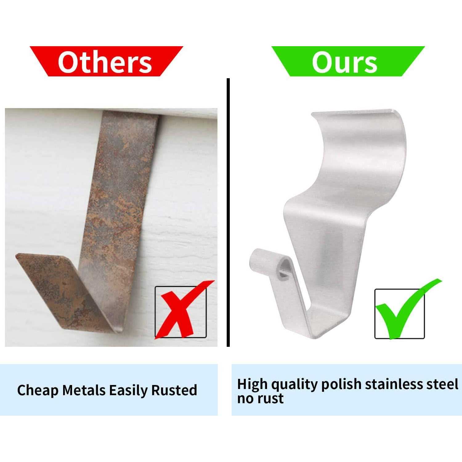 Amuille Vinyl Siding Hooks Heavy Duty Stainless Steel Low Profile No Hole Hanger - Image 4