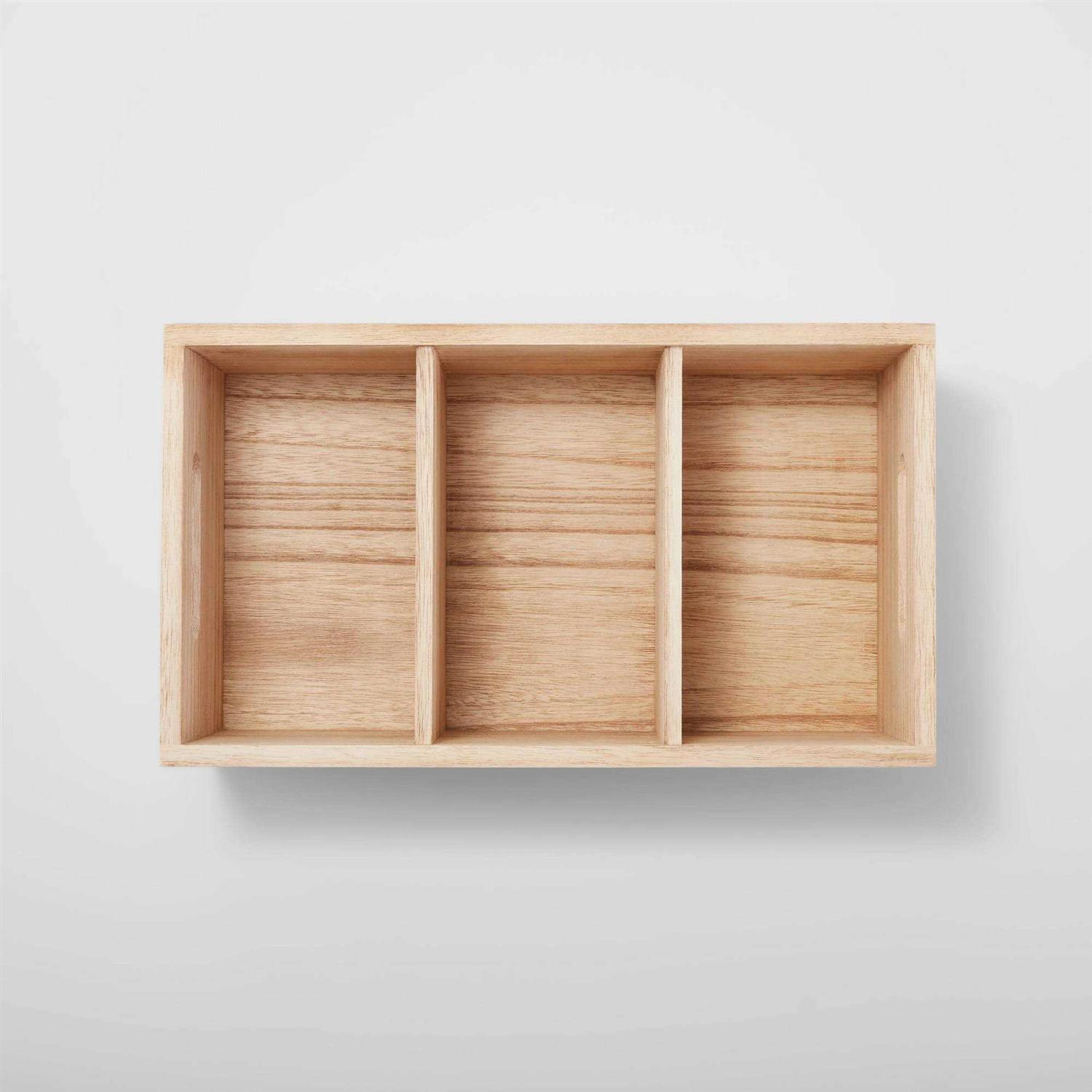 Brightroom 3 Compartment Light Wood Crate Natural - Image 3