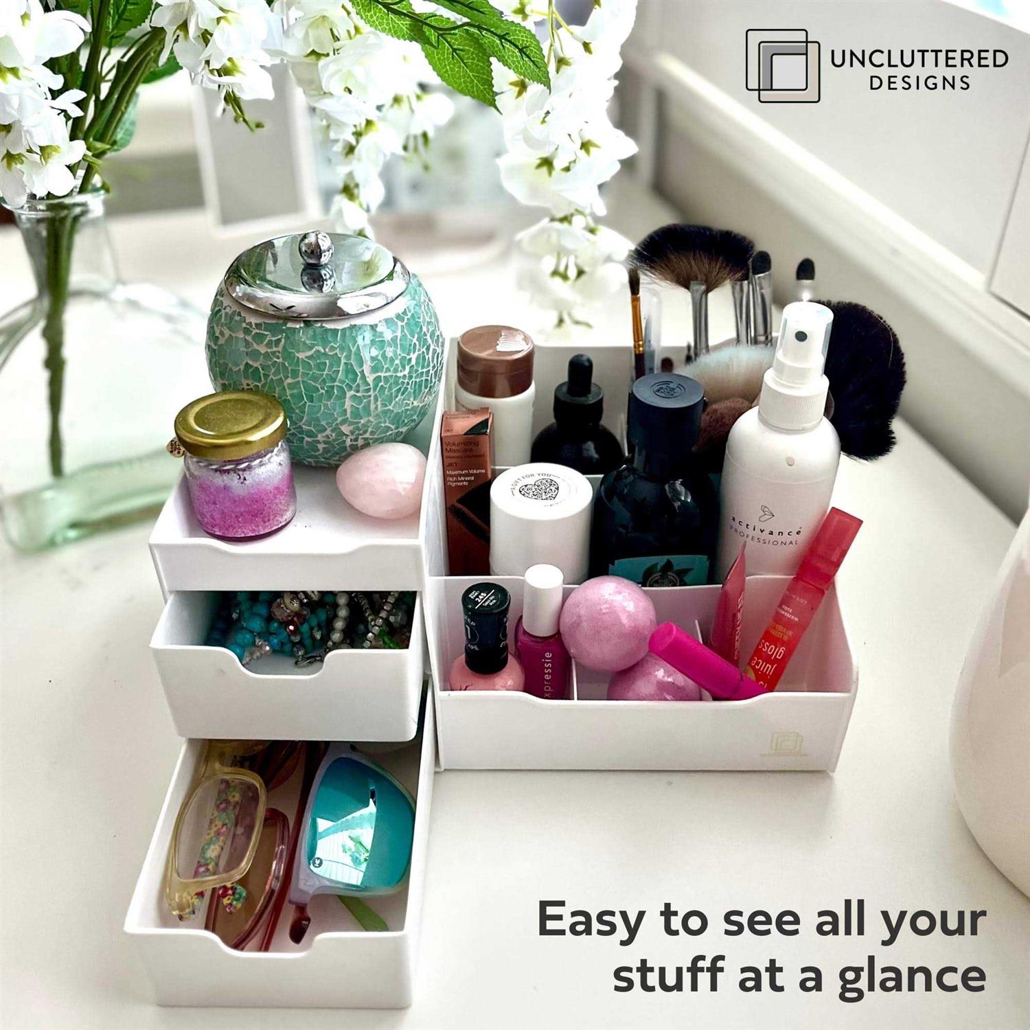 Uncluttered Designs Makeup Organizer With Drawers Modern Countertop Storage for Cosmetics Chic Vanity Holder for Perfume - Image 3