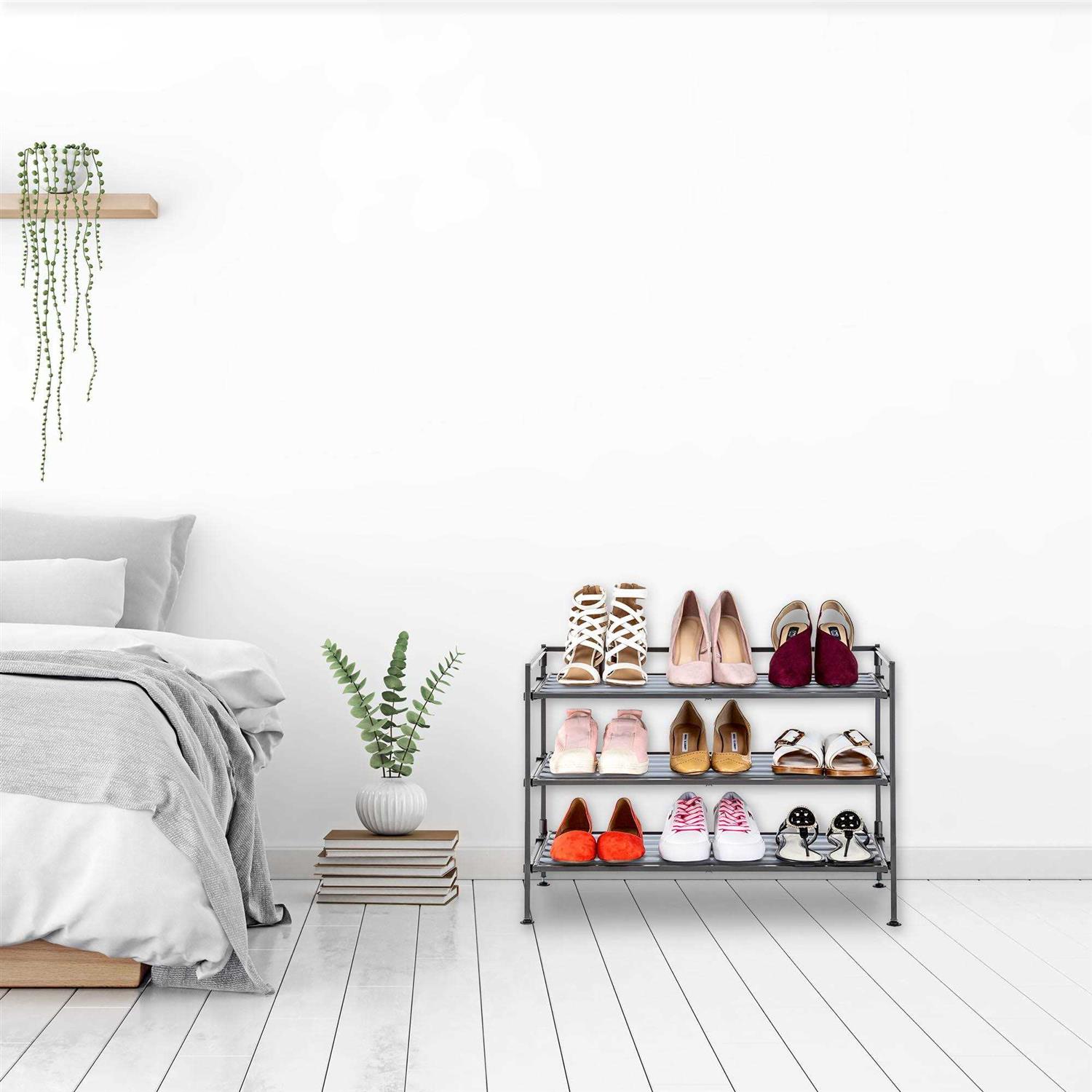 Seville Classics 3-Tier Resin Slat Shoe Rack - Image 4