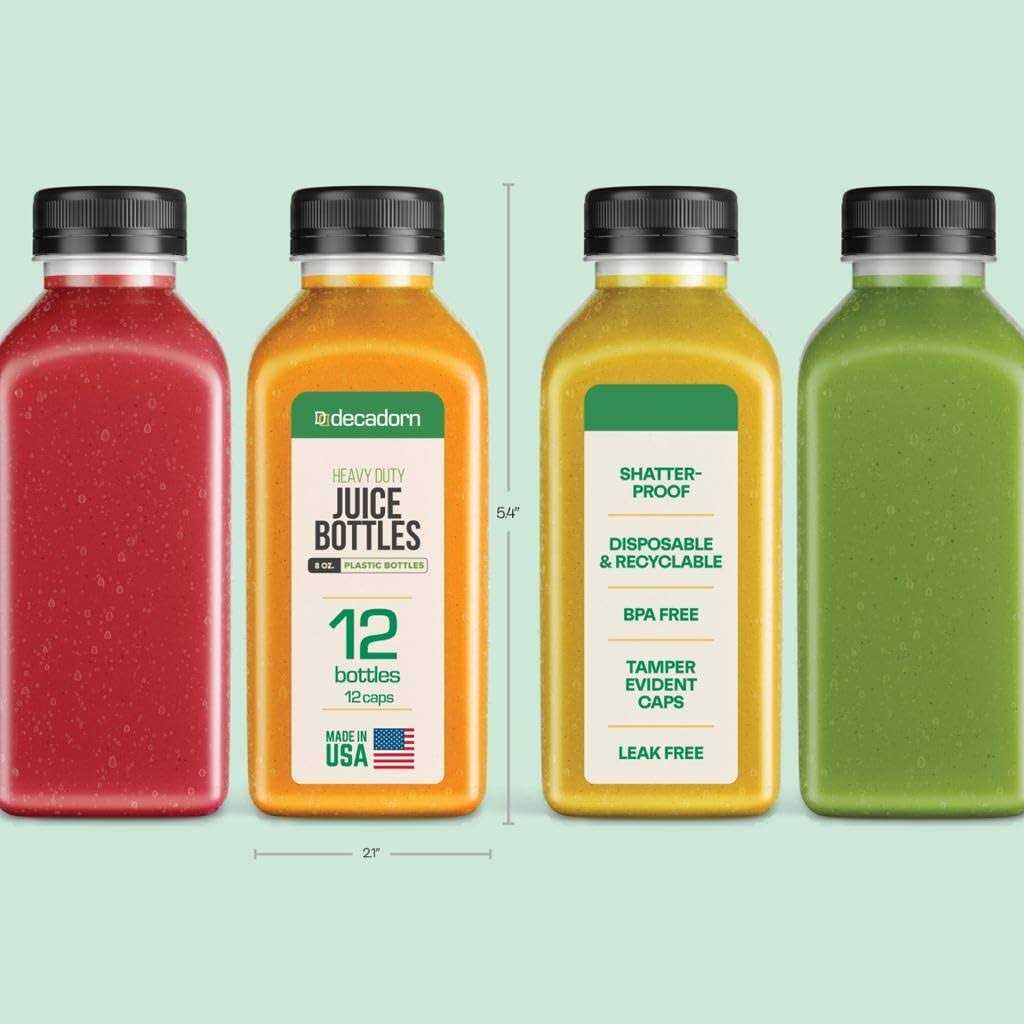 Decadorn Plastic Bottles With Caps Plastic Juice Bottles For Juicing - Image 5