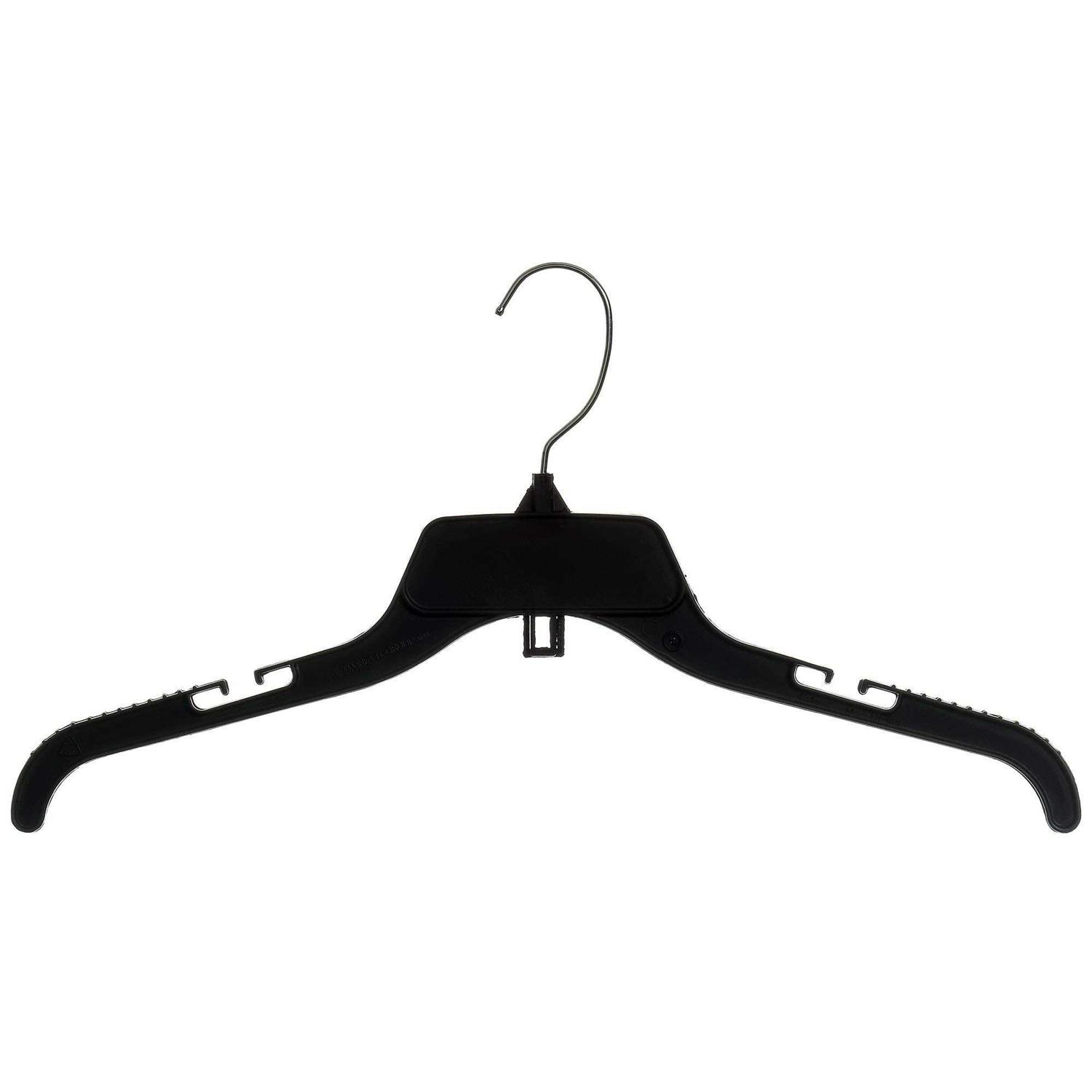 Mainetti 484 Recycled Black Plastic Hangers With Rotating Metal Hook And Notches For Straps
