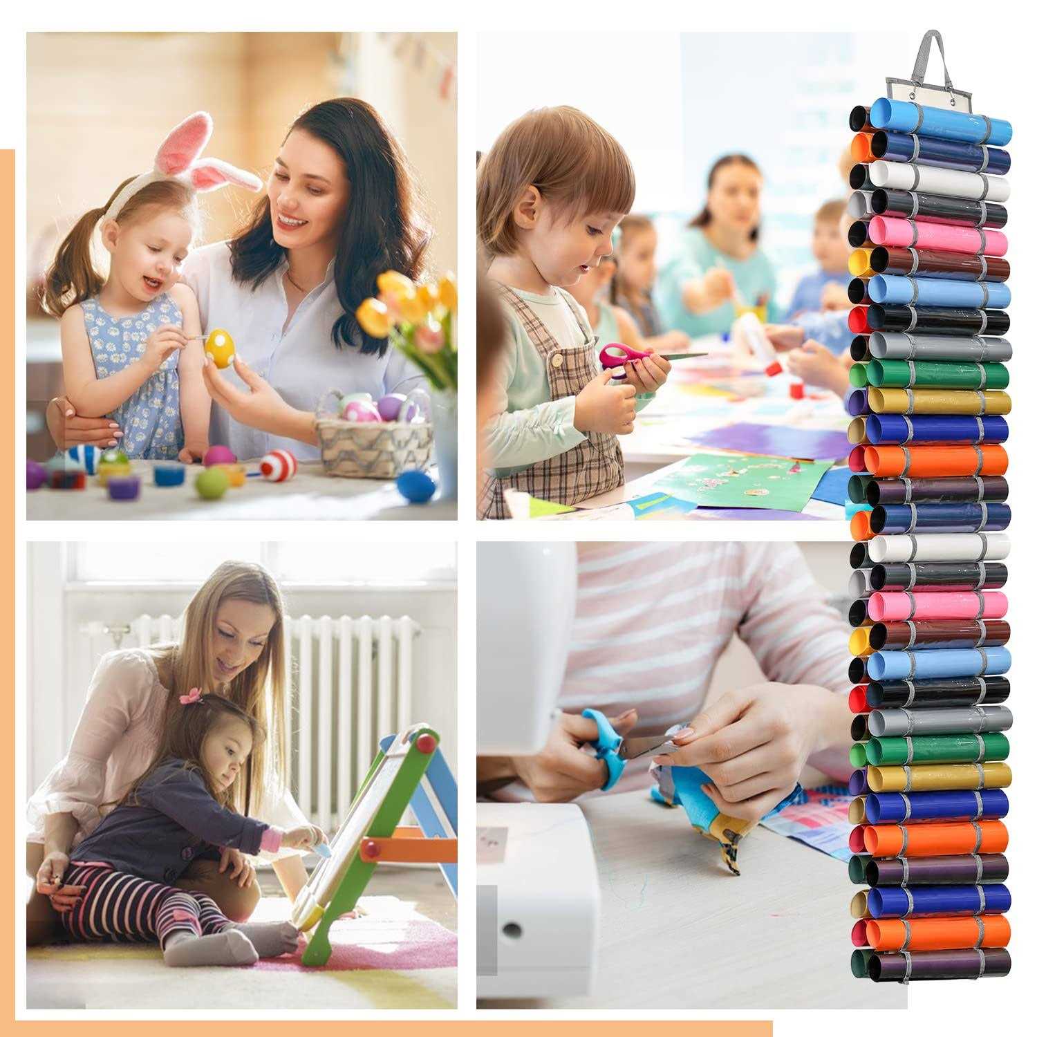 DKHDBD Vinyl Roll Holder With 60 Compartments And Keeper Door Hooks Strap - Image 5