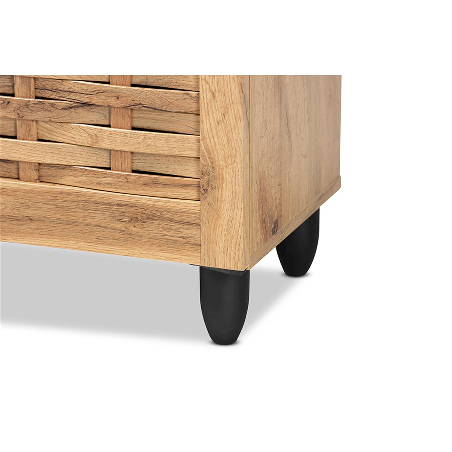 Baxton Studio Winda Modern and Contemporary Oak Brown Finished Wood Shoe Cabinet - Image 4