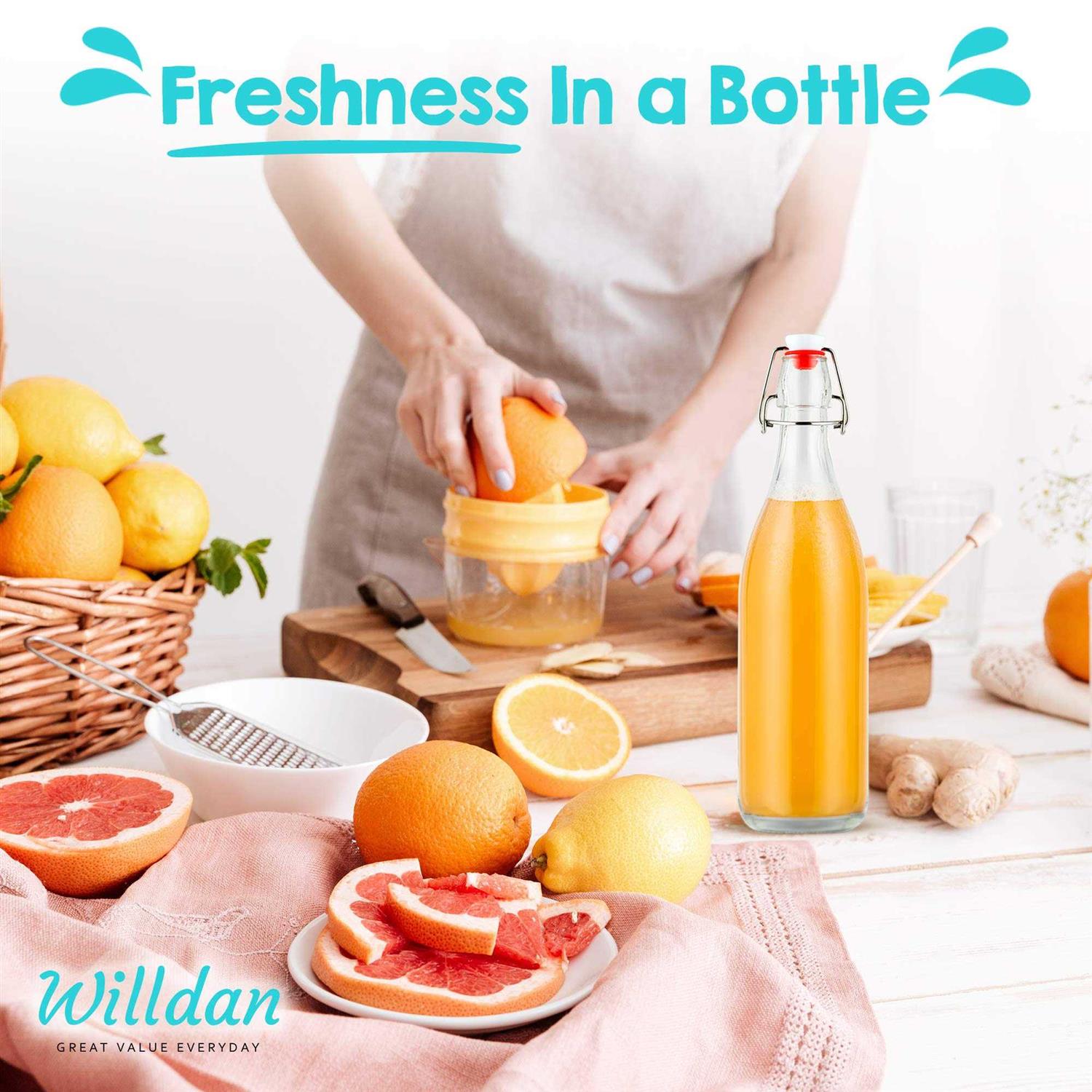 WILLDAN Giara Glass Bottle with Stopper Caps Set Swing Top Glass Bottles for Beverages - Image 5