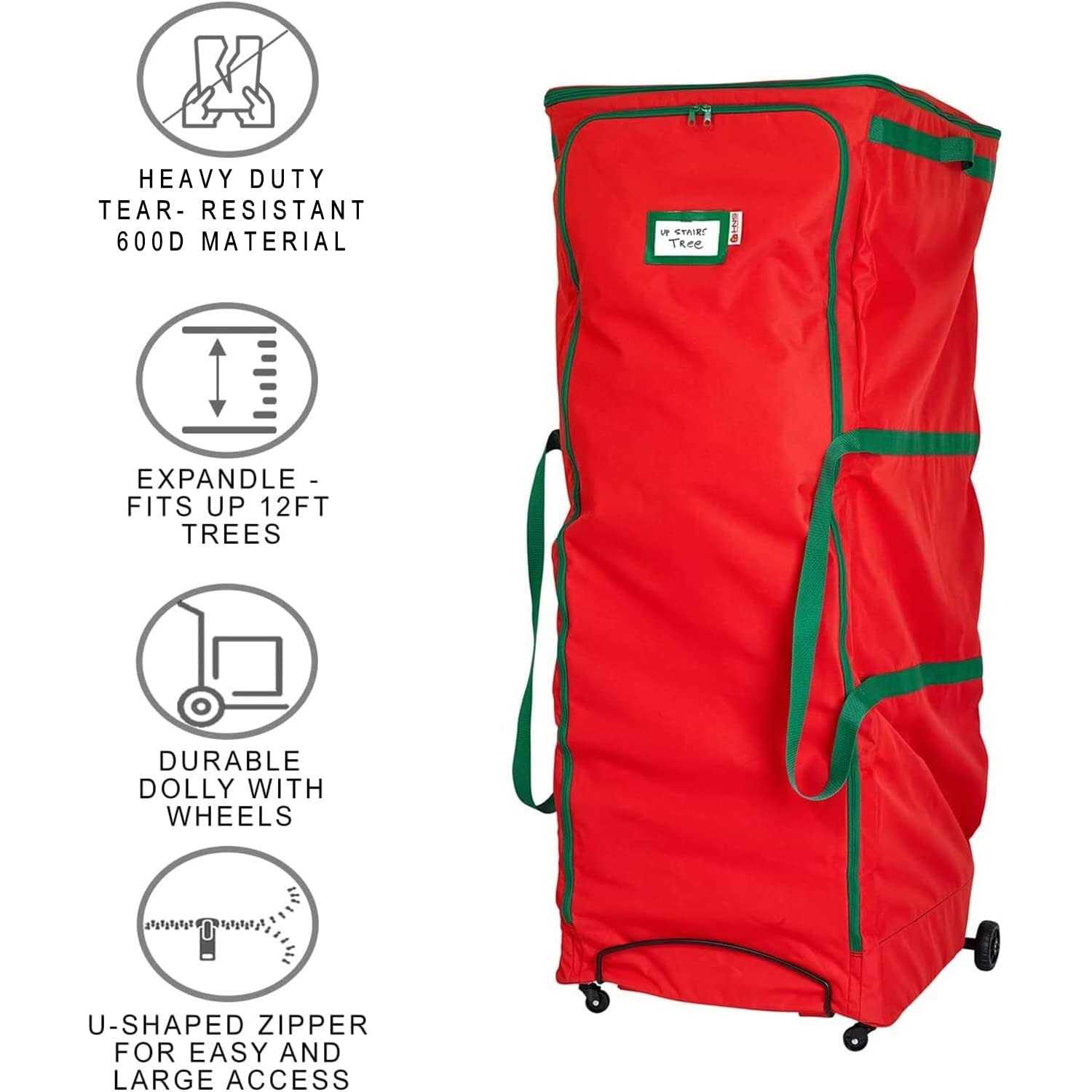 Rolling Christmas Tree Storage Bag with Wheels XXL Fits up to 12 feet Artificial Tree - Image 3