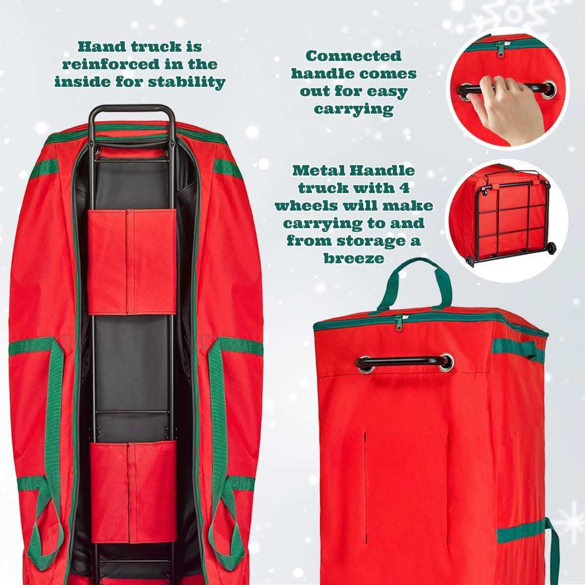 Rolling Christmas Tree Storage Bag with Wheels XXL Fits up to 12 feet Artificial Tree - Image 4