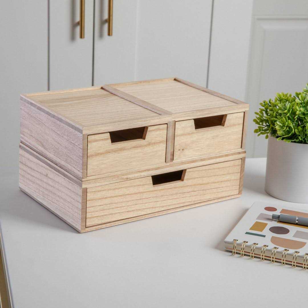 Martha Stewart Set Of 3 Wooden Storage Boxes With Pullout Drawers - Image 4
