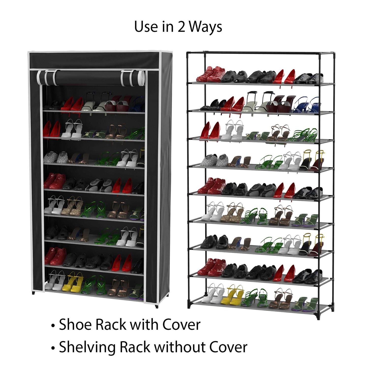 Hastings Home Tiered Shoe Rack with Dust Cover - Image 3