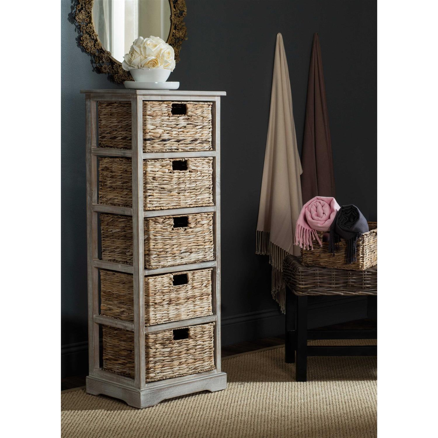 SAFAVIEH Vedette 5 Wicker Basket Storage Tower - Image 3