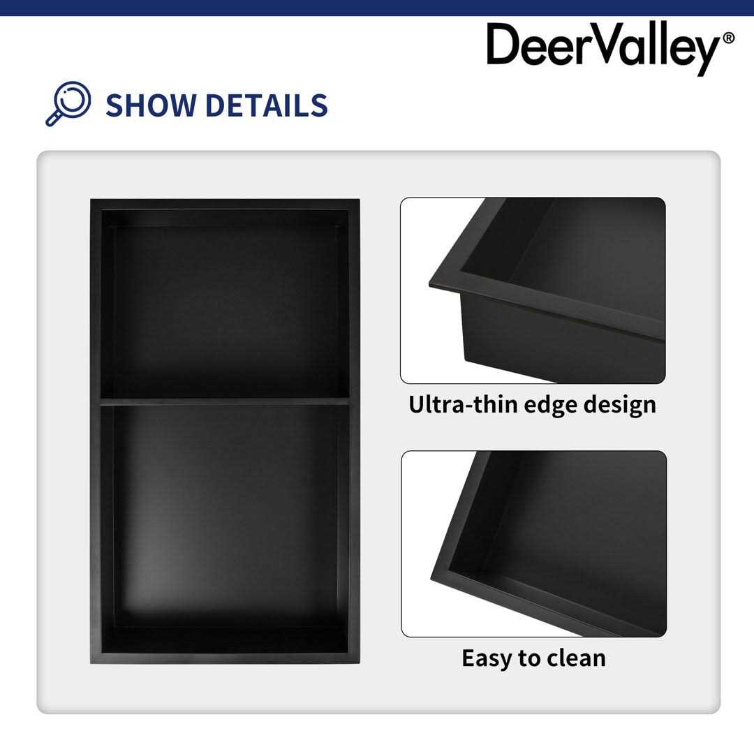 DeerValley DV-1SN0113 14.26 W X 25.26 H Stainless Steel Double Shelf Shower Niche - Image 5