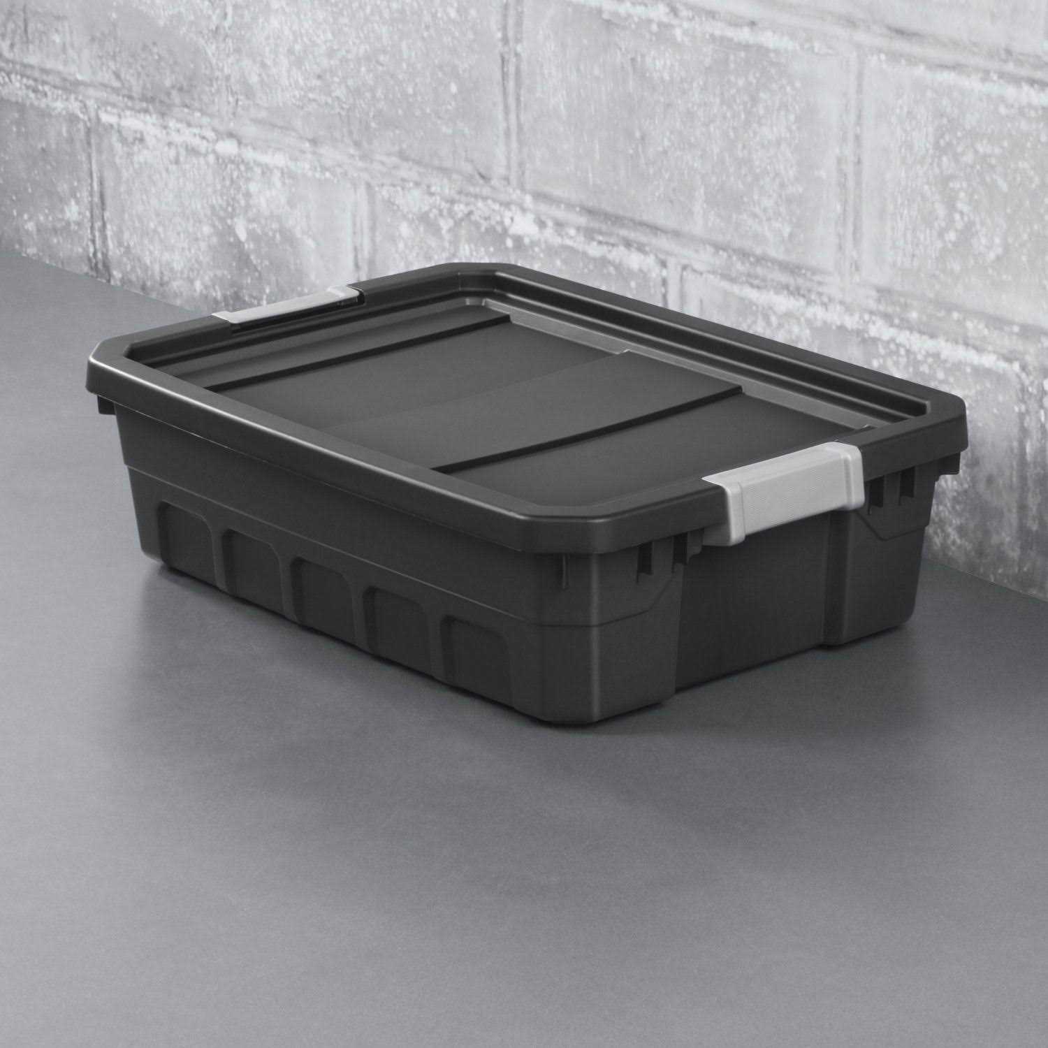 Sterilite 10 Gallon Black Stacker Tote 14849006 - Image 3