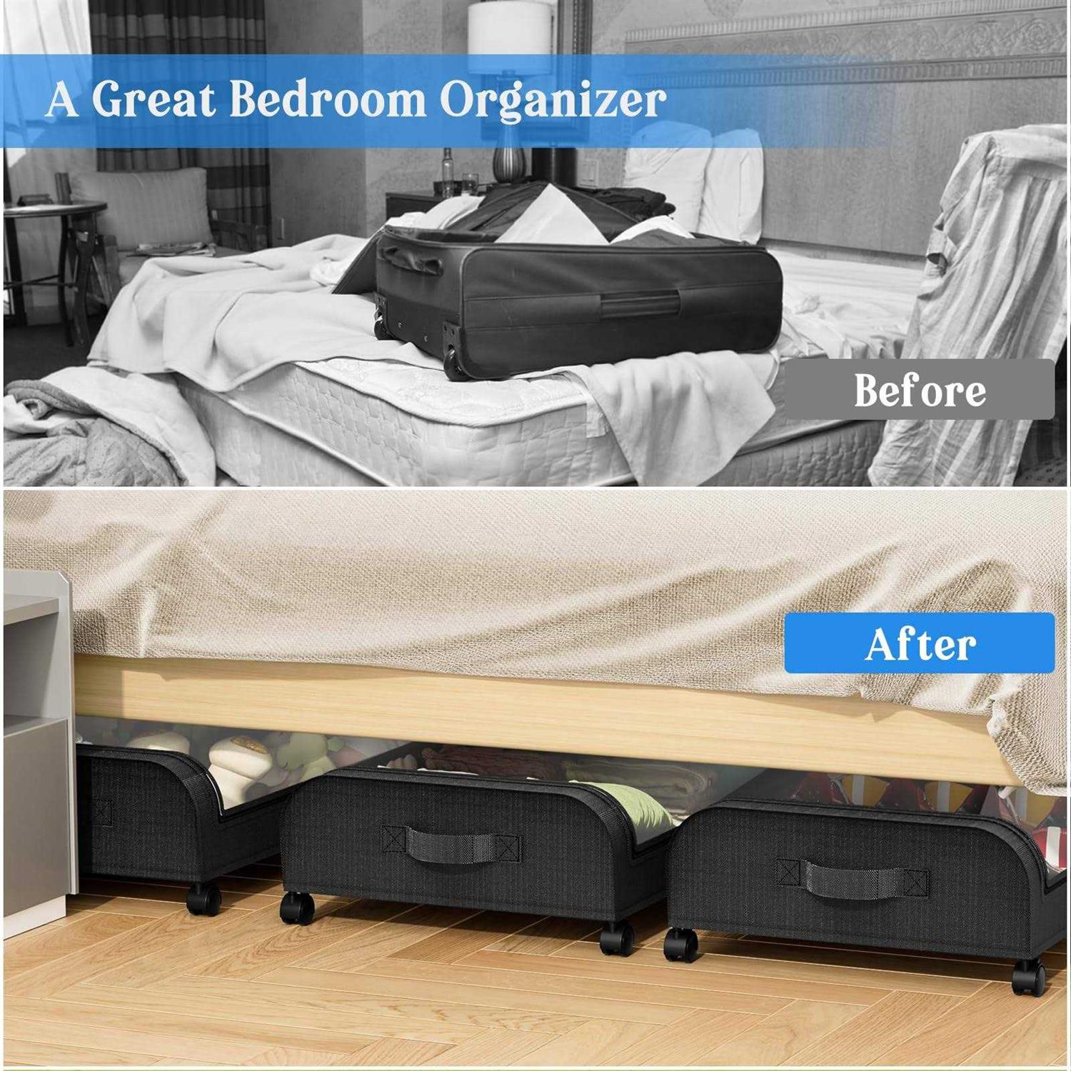 Under Bed Storage with Wheels and Lids Rolling Underbed Storage Containers - Image 3