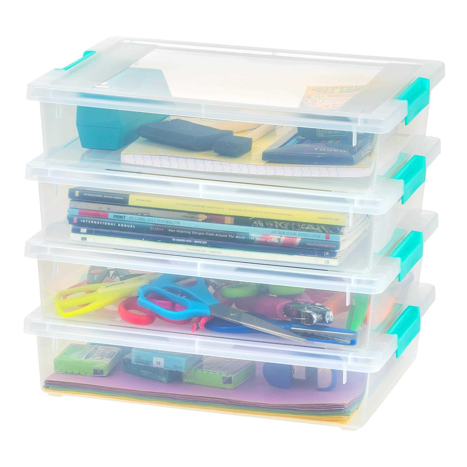 IRIS USA 4Pack 5.5qt Large Clear Plastic Storage Container Clip Box with Latching Lids