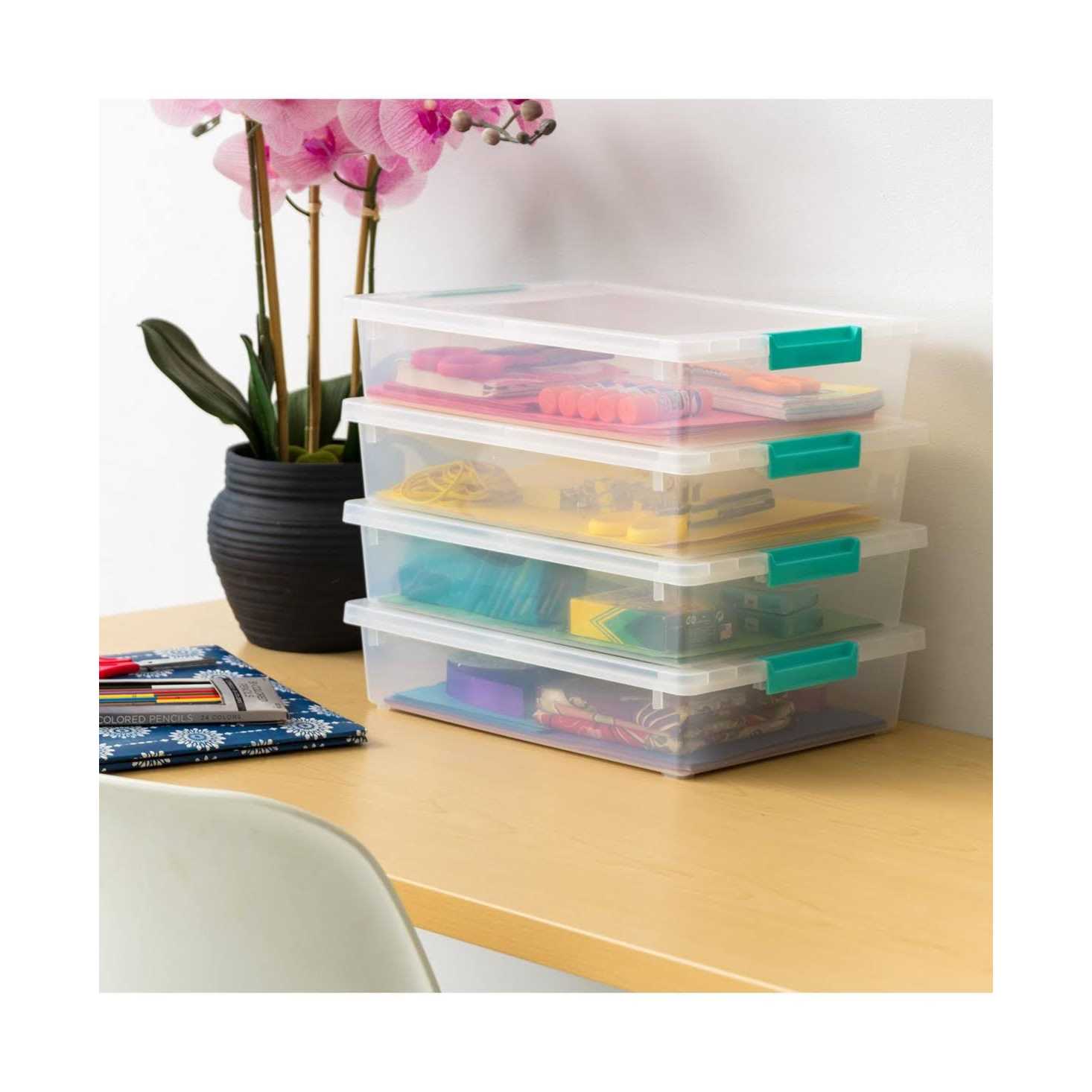 IRIS USA 4Pack 5.5qt Large Clear Plastic Storage Container Clip Box with Latching Lids - Image 2