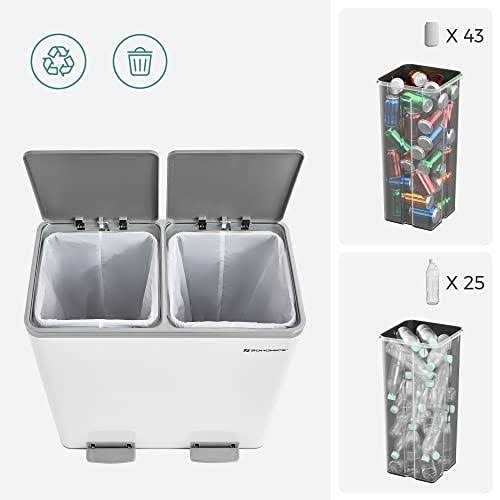 SONGMICS Dual Step Trash Can 2 x 30L Recycle Bin - Image 4