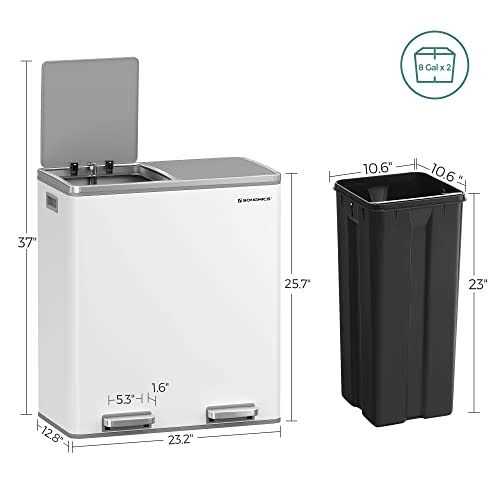 SONGMICS Dual Step Trash Can 2 x 30L Recycle Bin - Image 5